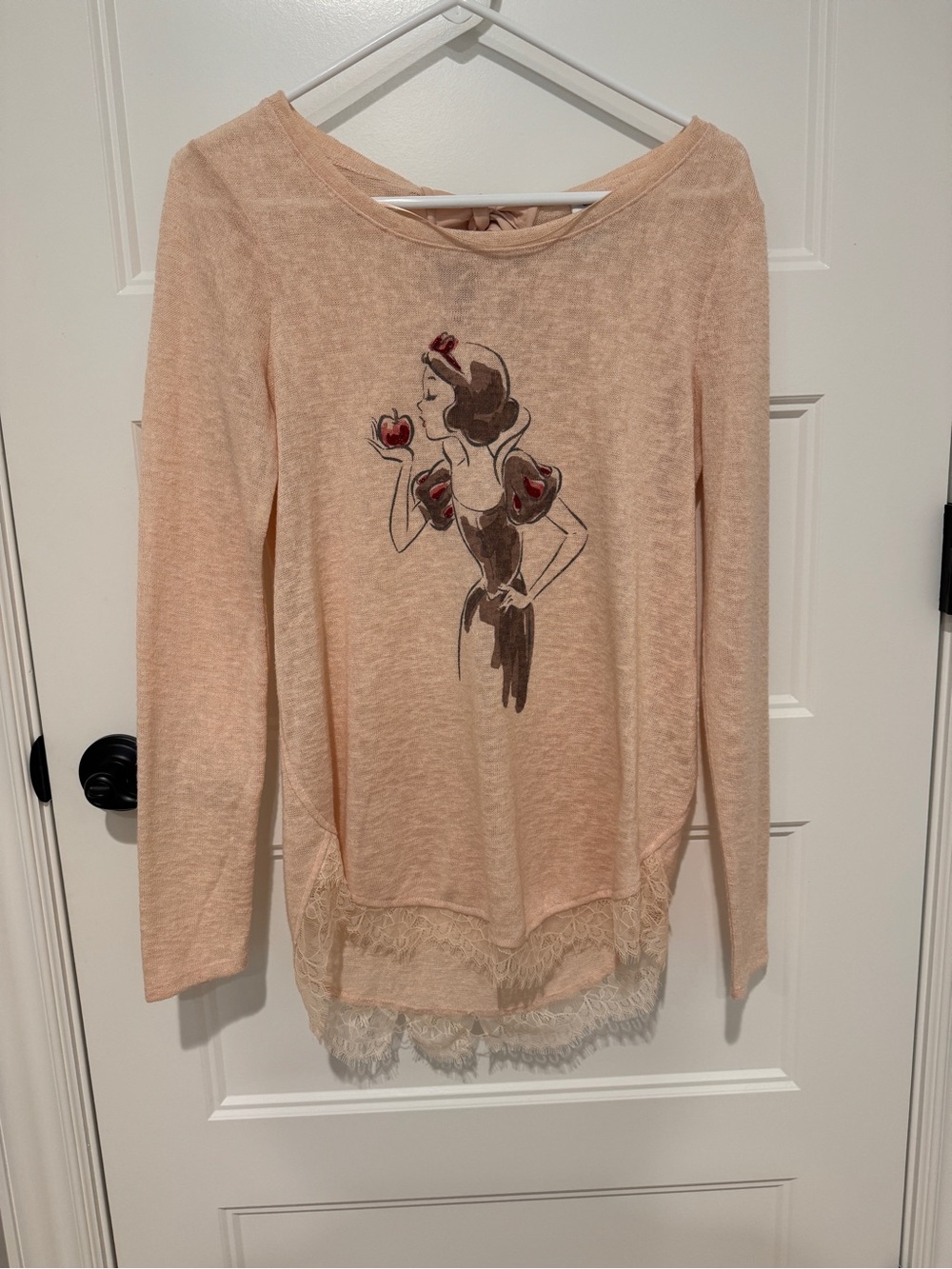 Disney Peach Snow White Lace-Hem Long Sleeve Tee